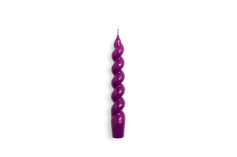 Spiral stearinlys, Fuschia - 19 cm